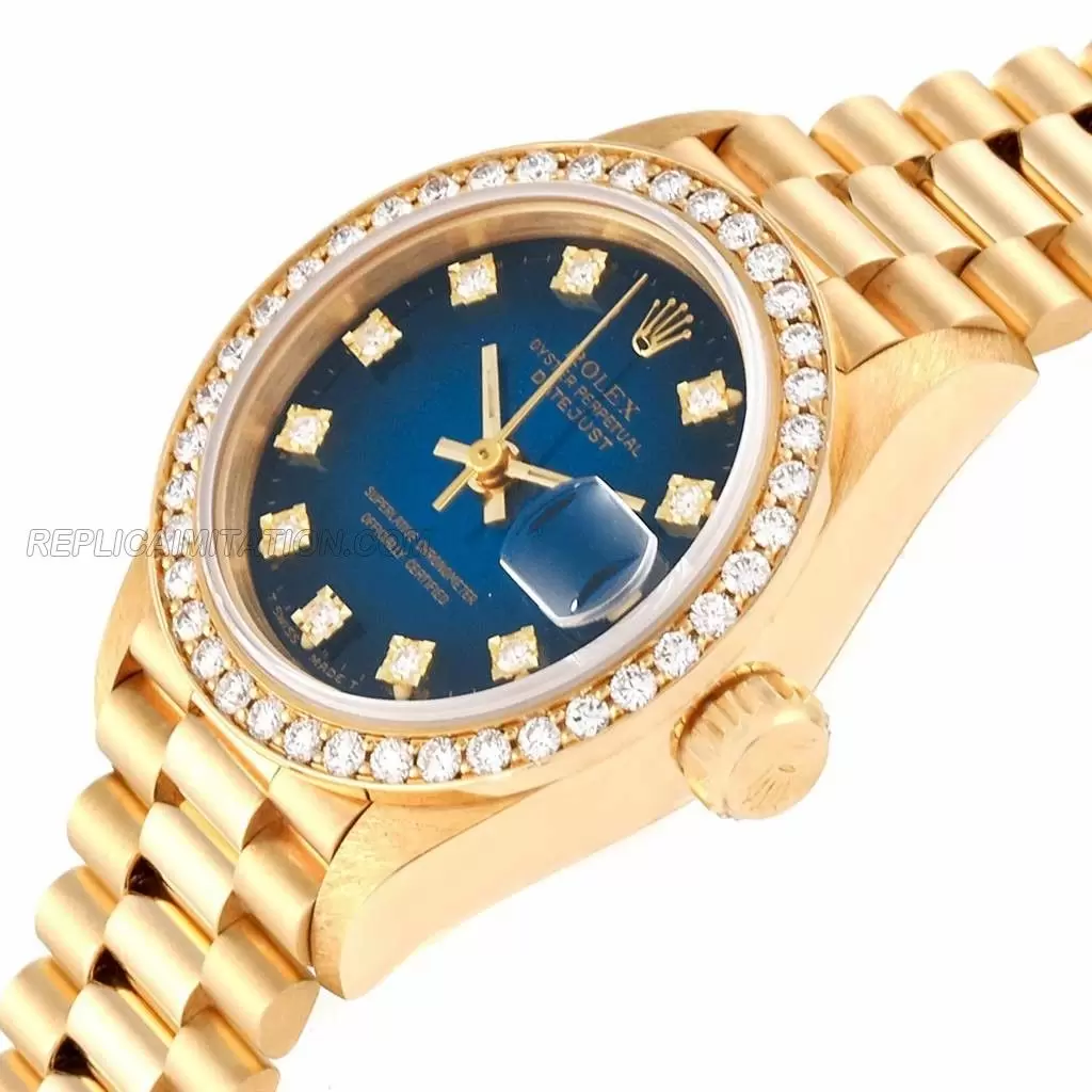 Replica Rolex President Yellow Gold Vignette Diamond Ladies Watches 69138 Perfect Replica Rolex 99 Cheapest Fake Rolex Watches Sale